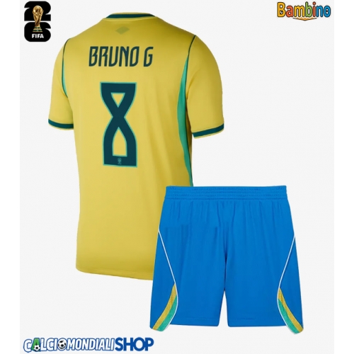 Maglie da calcio Brasile Bruno Guimaraes #8 Prima Maglia Bambino Mondiali 2026  Manica Corta + Pantaloni corti)